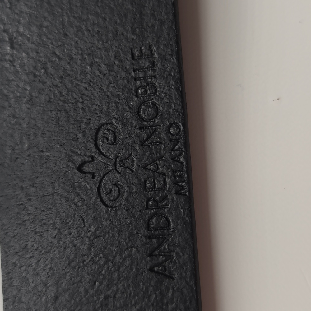 Black Leather Belt with Silver Peace Buckle - Picture 4 of 4